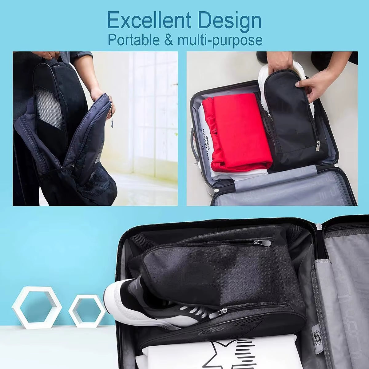 Portable Football Boot Bag, Golf Football Basketball Shoe Bag for Men Women Boys Girls